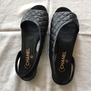 - Chanel sling back slide with cc on strap
